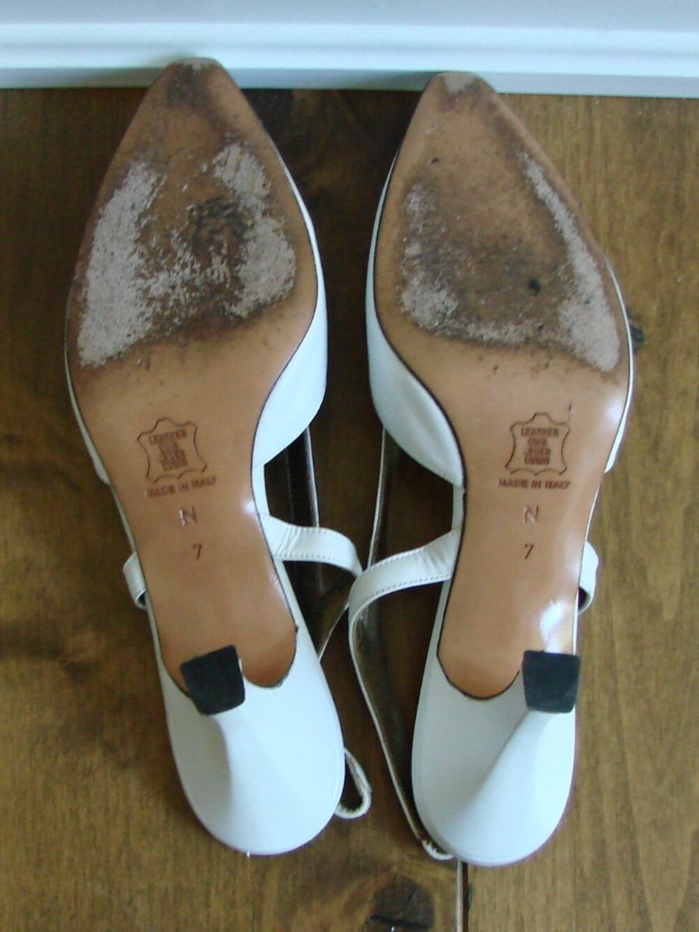 YSL White Slingback Leather Heels Wedding Authentic COA Kitten Heels Vintage 7 - Picture 12 of 13